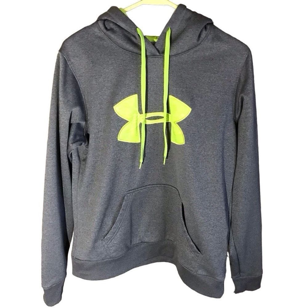 UNDER ARMOUR athletic hoodie hooded sweatshirt sz Medium gray semi fitted